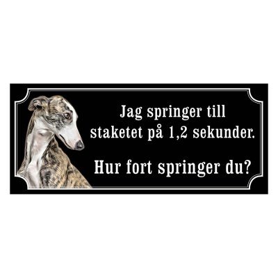 Greyhound brindle gammaldags stil emaljskylt hund