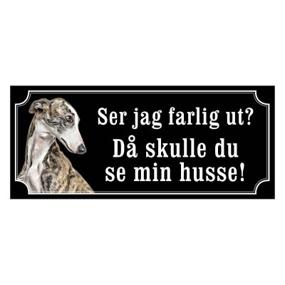 Greyhound brindle gammaldags stil emaljskylt hund
