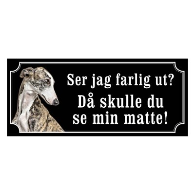 Greyhound brindle gammaldags stil emaljskylt hund