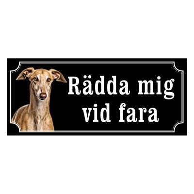 Greyhound fawn gammaldags stil emaljskylt hund