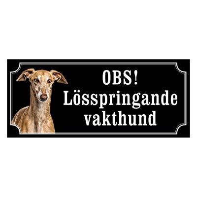 Greyhound fawn gammaldags stil emaljskylt hund