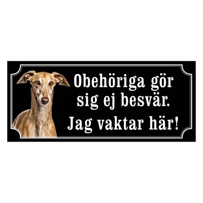 Greyhound fawn gammaldags stil emaljskylt hund