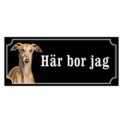 Greyhound fawn gammaldags stil emaljskylt hund