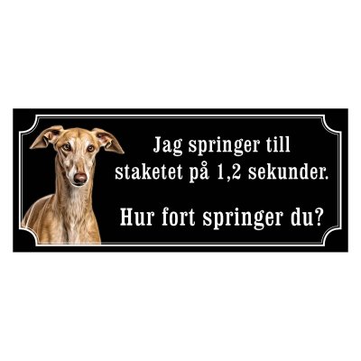 Greyhound fawn gammaldags stil emaljskylt hund