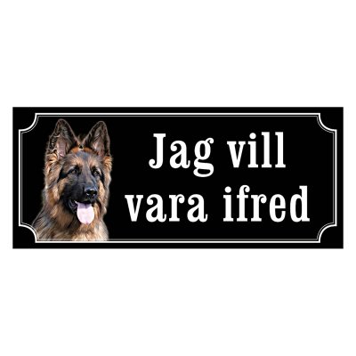 Schäfer långhårig gammaldags stil emaljskylt hund