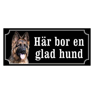 Schäfer långhårig gammaldags stil emaljskylt hund