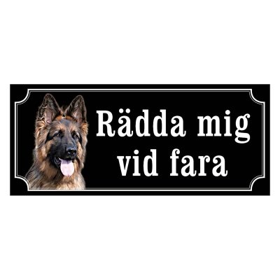 Schäfer långhårig gammaldags stil emaljskylt hund