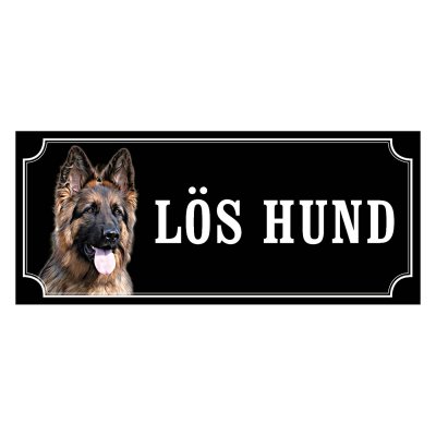 Schäfer långhårig gammaldags stil emaljskylt hund