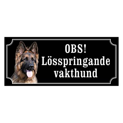 Schäfer långhårig gammaldags stil emaljskylt hund