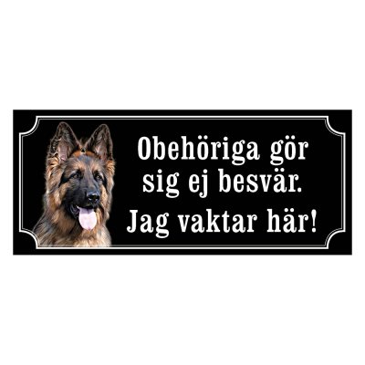 Schäfer långhårig gammaldags stil emaljskylt hund