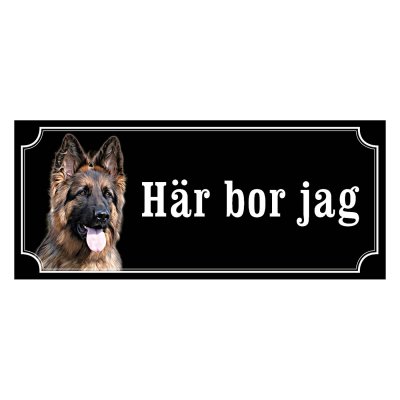 Schäfer långhårig gammaldags stil emaljskylt hund