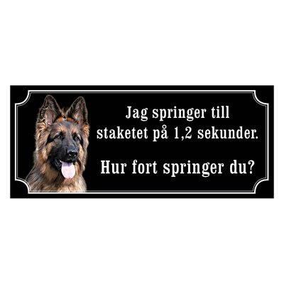 Schäfer långhårig gammaldags stil emaljskylt hund