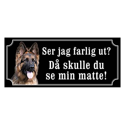 Schäfer långhårig gammaldags stil emaljskylt hund