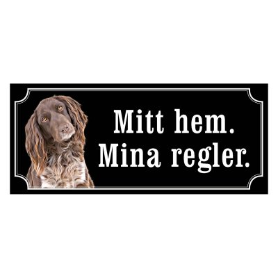 Kleiner münsterländer gammaldags stil emaljskylt hund