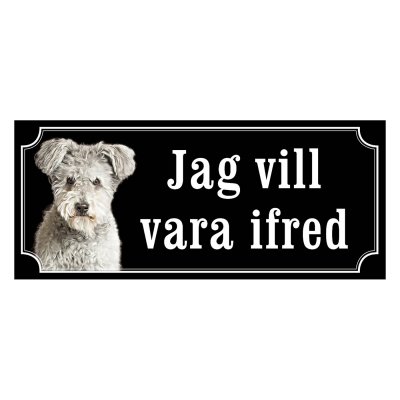 Pumi grå gammaldags stil emaljskylt hund
