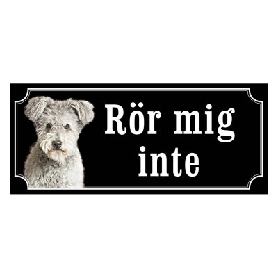 Pumi grå gammaldags stil emaljskylt hund
