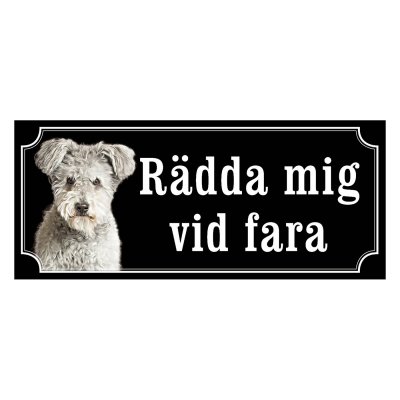 Pumi grå gammaldags stil emaljskylt hund