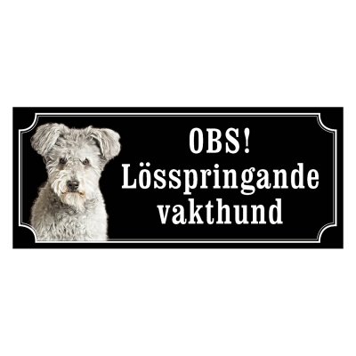 Pumi grå gammaldags stil emaljskylt hund