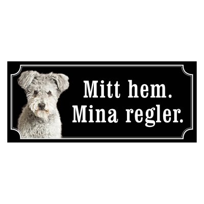 Pumi grå gammaldags stil emaljskylt hund