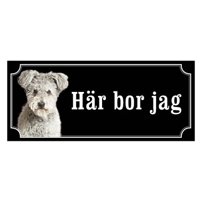 Pumi grå gammaldags stil emaljskylt hund