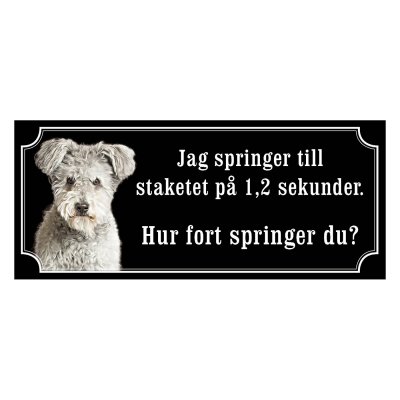 Pumi grå gammaldags stil emaljskylt hund