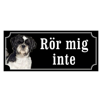 Shih tzu svart/vit gammaldags stil emaljskylt hund