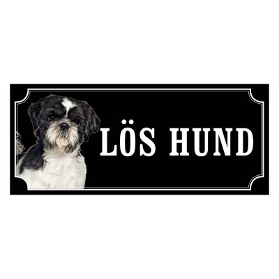 Shih tzu svart/vit gammaldags stil emaljskylt hund