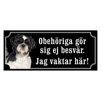 Shih tzu svart/vit gammaldags stil emaljskylt hund