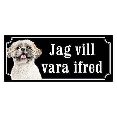 Shih tzu vit korthårig gammaldags stil emaljskylt hund
