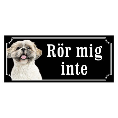 Shih tzu vit korthårig gammaldags stil emaljskylt hund