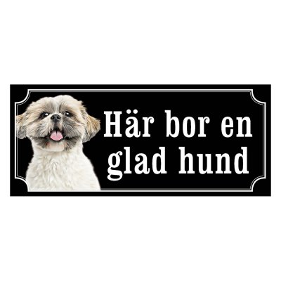Shih tzu vit korthårig gammaldags stil emaljskylt hund