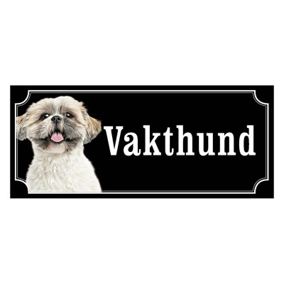 Shih tzu vit korthårig gammaldags stil emaljskylt hund