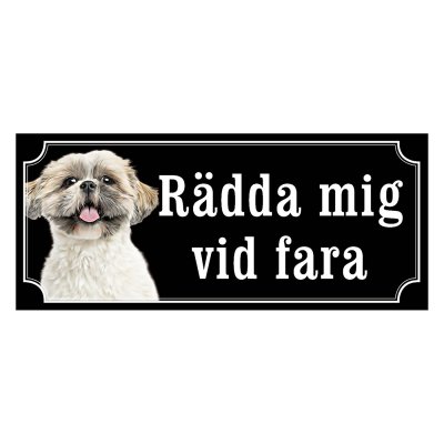 Shih tzu vit korthårig gammaldags stil emaljskylt hund