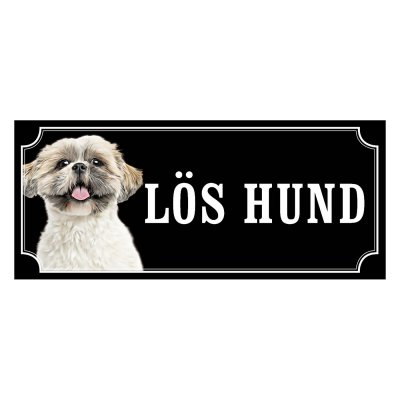 Shih tzu vit korthårig gammaldags stil emaljskylt hund