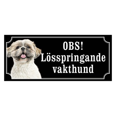 Shih tzu vit korthårig gammaldags stil emaljskylt hund