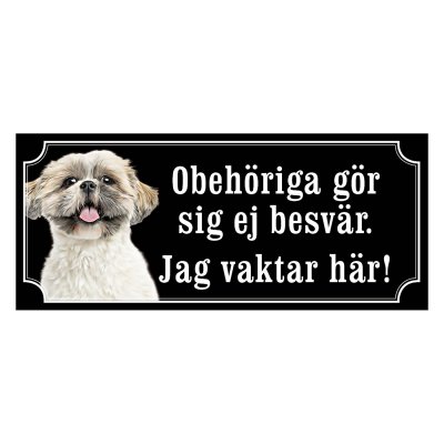 Shih tzu vit korthårig gammaldags stil emaljskylt hund