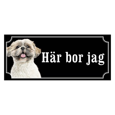 Shih tzu vit korthårig gammaldags stil emaljskylt hundv