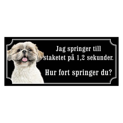 Shih tzu vit korthårig gammaldags stil emaljskylt hund