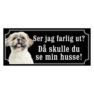 Shih tzu vit korthårig gammaldags stil emaljskylt hundShih tzu vit korthårig gammaldags stil emaljskylt hund