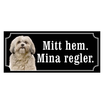 Shih tzu beige gammaldags stil emaljskylt hund