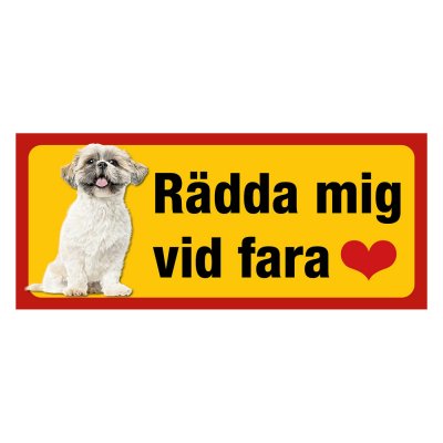 Röd/gul hundskylt, Shi-tzu hundskyltar, hundskyltar