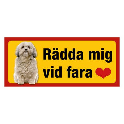 Röd/gul hundskylt, Shi-tzu hundskyltar, hundskyltar