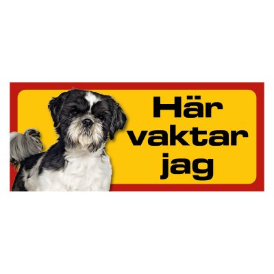 Röd/gul hundskylt, Shi-tzu hundskyltar, hundskyltar