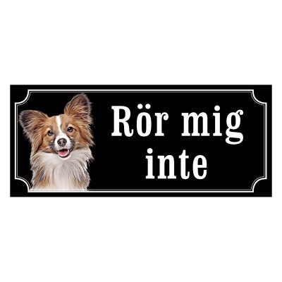 Papillon brun/vit gammaldags stil emaljskylt hund