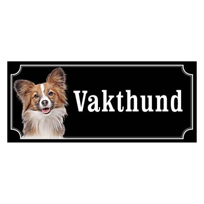 Papillon brun/vit gammaldags stil emaljskylt hund