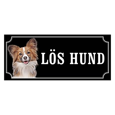 Papillon brun/vit gammaldags stil emaljskylt hund