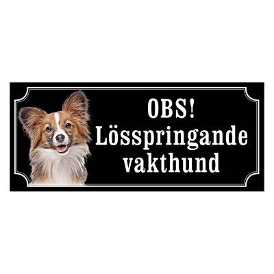 Papillon brun/vit gammaldags stil emaljskylt hund