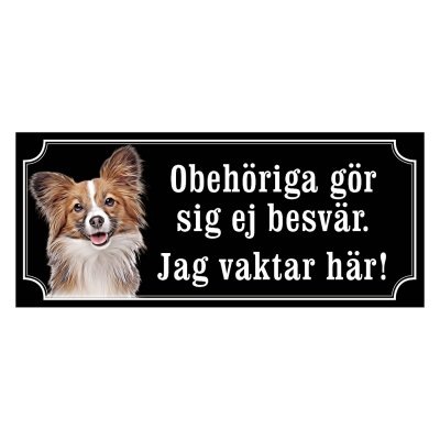 Papillon brun/vit gammaldags stil emaljskylt hund