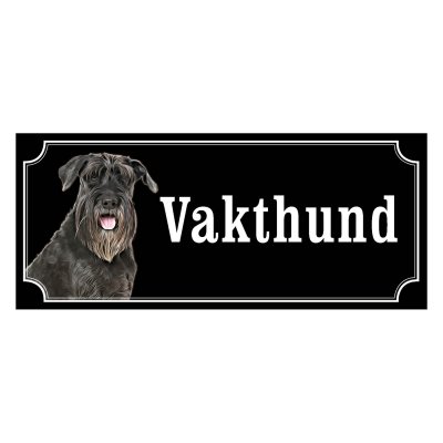 Schnauzer svart gammaldags stil emaljskylt hund