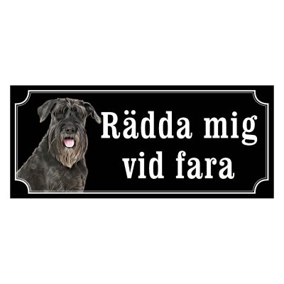 Schnauzer svart gammaldags stil emaljskylt hund